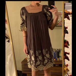 Like new grey embroidered midi dress